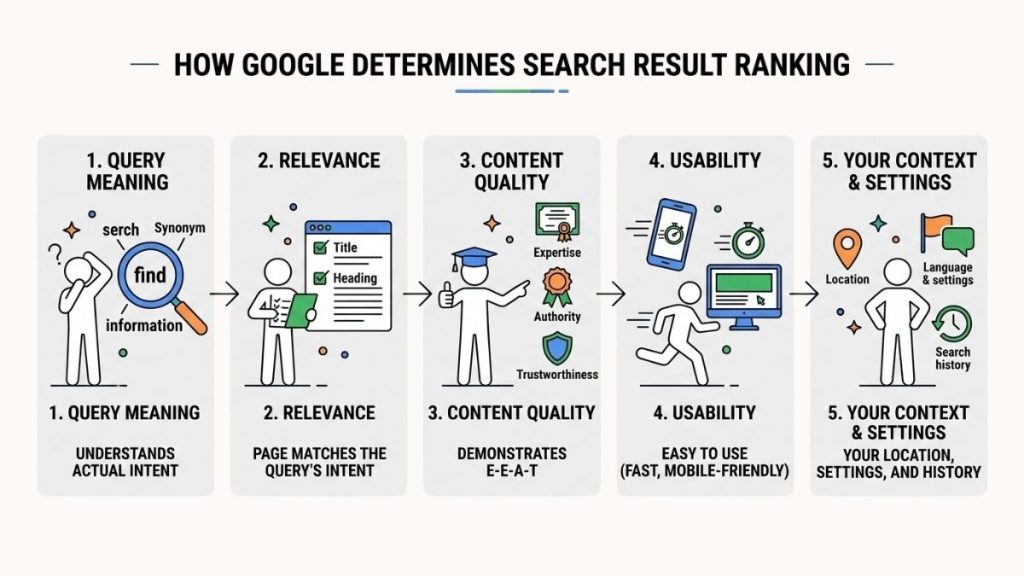 bagaimana google menentukan ranking (lima penilaian)