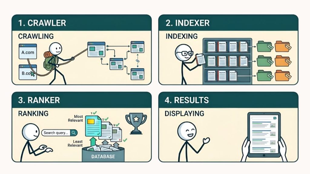 cara kerja search engine dari crawling hingga ranking