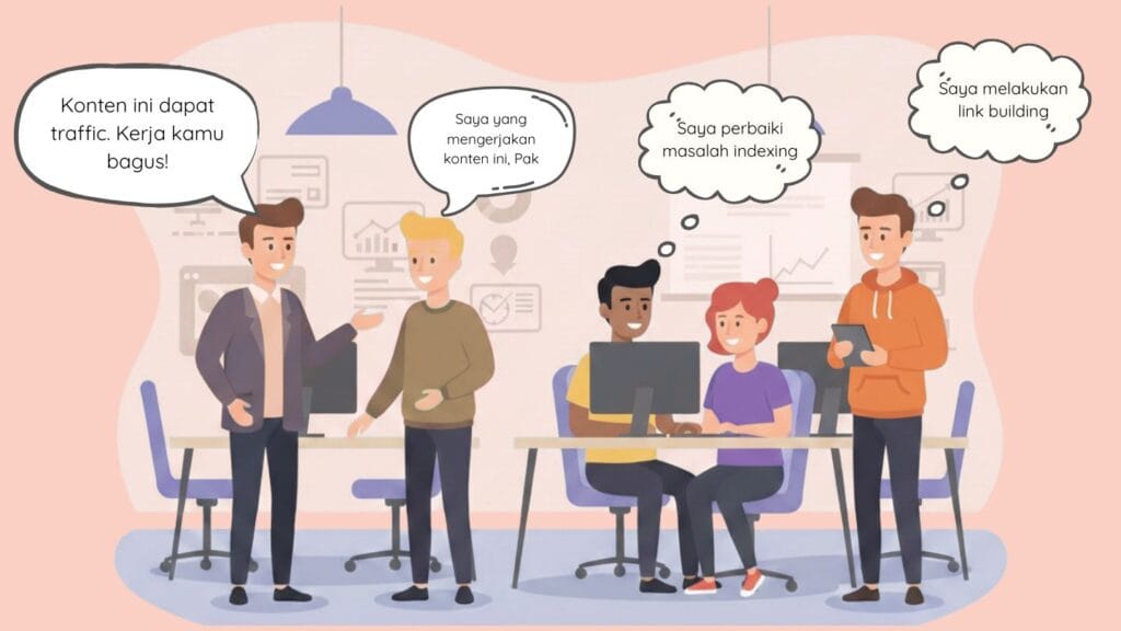 ilustrasi dunia kerja yang mengedepankan komunikasi